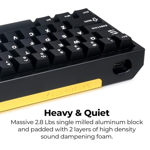 CyberPowerPC CK60 Black 60% Hot-Swappable RGB Customizable Mechanical Gaming Keyboard, Dampening Foam, Aluminum CNC Case w/Gateron Red Switches and PBT Keycaps - color: Black