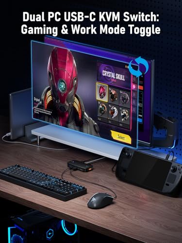 Lemorele USB C KVM Switch with 4K@60Hz HDMI, 4 USB A/C Ports, 100W PD, 3.5mm Audio for 2 Computers Share 1 Monitor/Keyboard/Mouse/USB Flash Drives, etc, Compatible with Windows, Mac, Linux, Android