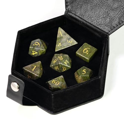 UDIXI Gemstone Dice Set D&D Chrysopal Stone DND Dice Set for Tabletop Games | Natural Stone, Premium Gift Box, DM Gift, for Dungeons and Dragons Role Playing Games - color: Chrysopal