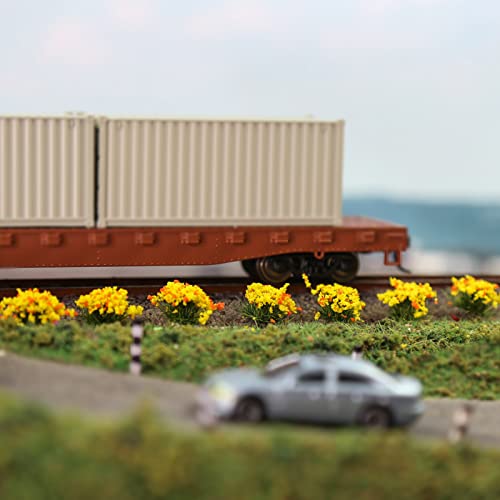 Miniature Vegetation Bushy Shrubs Tuft Flowers with Model Bases War Game DIY Railway Terrain Scenery (E) - color: E