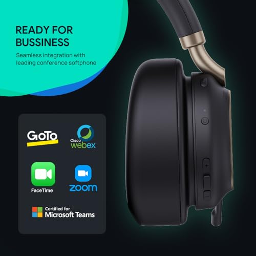 Yealink BH76 Plus Bluetooth Headset, Wireless Headset with Microphone for PC,Active Noise Cancelling, Retractable Hidden Mic Arm, Compatible with PC Mac, Works with Teams (Certified), USB-C/A | Yealink BH76 Plus Over Ear Noise Cancelling Headphones with R
