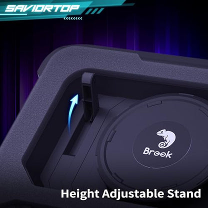 Brook Saviortop Gaming Laptop Cooling Pad – High-Speed 3500 RPM Laptop Cooler with Turbo Fan, RGB Cooling Stand for 10-19 Inch Laptops, Touch Control, USB-C Hub, Adjustable Height, Quiet Cooling Fan