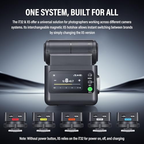 Godox IT32 TTL Mini Flash with X5S Trigger for Sony Camera | 2-in-1 Magnetic Hot Shoe & Flash Trigger Kit, 2.4G HSS GN18 Speedlight, Colorful Touch Screen, LED Modeling Lamp & Diffuser