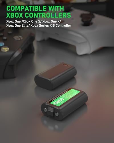 GKHERD Rechargeable Controller Battery Pack for Xbox One/Xbox Series X|S, 2x6660mWh Battery Pack with Type-C Charging Cable for Xbox One/S/X/Elite Controller