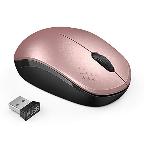 seenda Wireless Mouse, 2.4G Noiseless Mouse with USB Receiver Portable Computer Mice for PC, Tablet, Laptop, Notebook - Rose Gold&Black - color: Rose Gold and Black