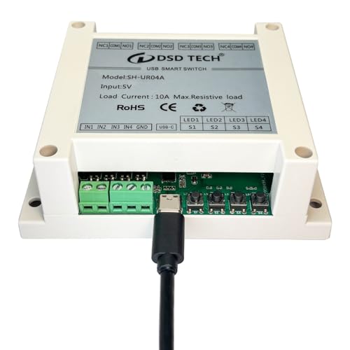 DSD TECH SH-UR04A 4-Channel USB Powered Relay Module for PC & Mac(4CH) - size: 4CH