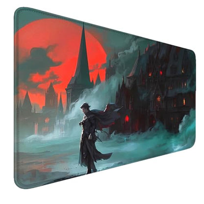 MTG Playmat Stitched Edges, MTG Mat 24 x 14 inches for MTG DTCG CCG RPG Trading Card Inked Playmats Smooth Rubber Surface Battle Board Game - color: Vampire