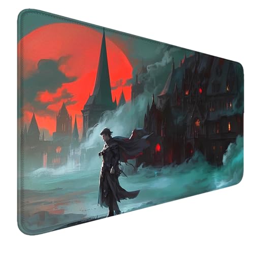 MTG Playmat Stitched Edges, MTG Mat 24 x 14 inches for MTG DTCG CCG RPG Trading Card Inked Playmats Smooth Rubber Surface Battle Board Game - color: Vampire