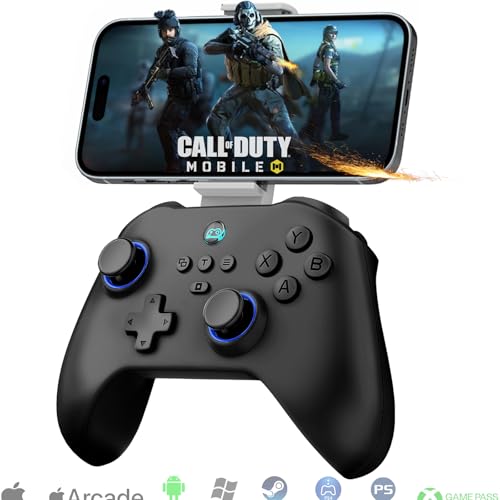 Megadream Mobile Game Controller for iPhone iPad, Wireless Android Gamepad - PS Remote Play, Xbox Cloud, Steam Link, GeForce Now, MFi Arcade Games, Micro & Hall Trigger, COD, with Phone Clip - color: Black
