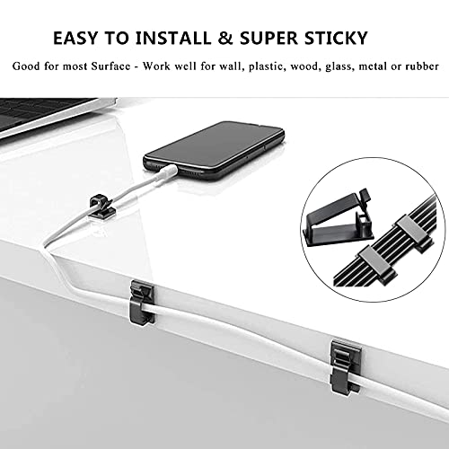 Cord Management Organizer Kit 4 Cable Sleeve split 192PCS Cable Management | 41Self Adhesive Cable Clips Holder, 10pcs and 2 Roll Self Adhesive tie ,100 Fastening Cable Ties, for TV Office Car Desk Home
