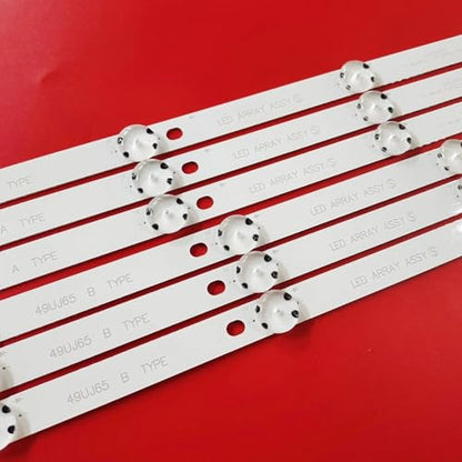 6Pcs/1Set LED Backlight Strip Compatible with LG 49" TV 49UJ630 49LJ614V 49UJ634V 49UJ670 49UJ651V 49UJ701V 17Y 49UJ65_A_27LED