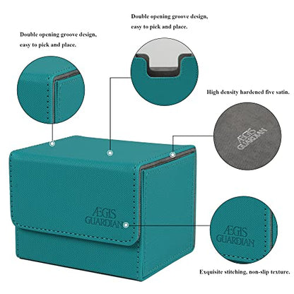 AEGIS GUARDIAN Card Deck Box for MTG, Commander Deck Box Hold 120+ Sleeved Cards, Leather Strong Magnet Card Deck Case Holder for Magic Cards TCG CCG, Green - color: 4-1