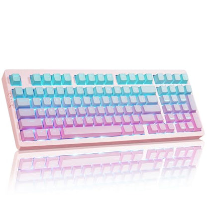 ZORNHER ZH980 Mechanical Keyboard,95% Pink & Blue Creamy Keyboard with Number Pad,Gaming Keyboard Full Size,Shine Through PBT Keycaps,Creamy Sounding Linear Switches - color: Pink & Blue Grandient, size: Creamy Switch