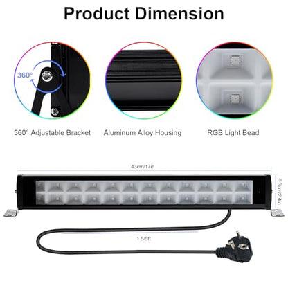 50W 2.4G Remote Control RGB Wall Washer Light, RGB Light bar with Remote Control & APP Control, for Birthday Party, Garden Lighting, Wall Display, Hotel, Building, Commercial Lighting - size: 50W RGB*1