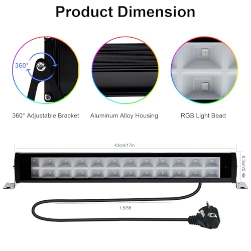 2 Pack 50W 2.4G Remote Control RGB Wall Washer Light, RGB Light bar with Remote Control & APP Control, for Birthday Party, Garden Lighting, Wall Display, Hotel, Building, Commercial Lighting - size: 50W RGB*2