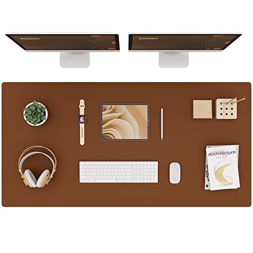 K KNODEL Large Office Leather Desk Mat, Mouse and Keyboard Pad, Computer and Laptop Mat, Desktop Protector and Cover, Writing Pad and Blotter (47.2"x23.6", Brown) - color: Brown, size: 47.2" x 23.6"