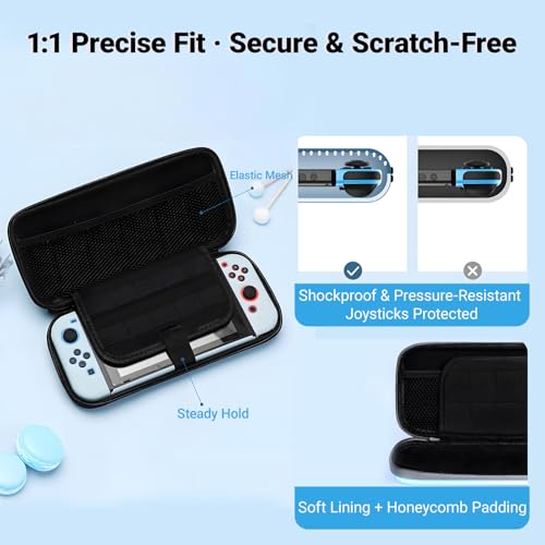 QUBAMG Cat Paws Carry Case Compatible with Nintendo Switch and Switch OLED Console -Protective Hard Portable Travel Carry Case Shell Pouch with Pockets for Accessories and Games Black - color: Black Cat Paws