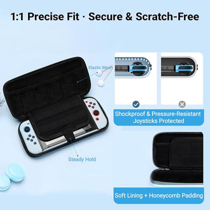 QUBAMG Cat Paws Carry Case Compatible with Nintendo Switch and Switch OLED Console -Protective Hard Portable Travel Carry Case Shell Pouch with Pockets for Accessories and Games Purple - color: Purple Cat Paws