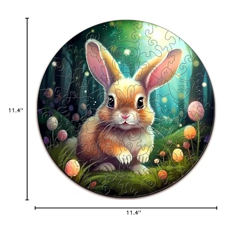 Wooden Puzzles for Kids Ages 4-8, Cute Bunny Puzzle, Unique Animal Shaped Wooden Jigsaw Puzzles for Kid, 50 Pieces Puzzles for Kids(50pcs,11.4 * 11.4in) - color: Easter Bunny