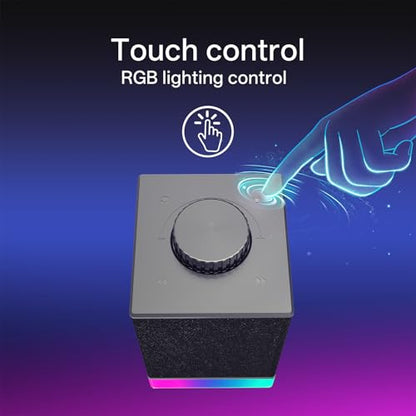 Redragon GS517 RGB PC Gaming Speaker, BT 5.3 & USB Dual Connectivity | 2.0 Stereo Enhanced Sound Desktop Computer Speaker, 8 RGB Lighting Effects, Touch Controls & Volume Knob, Sleek Design