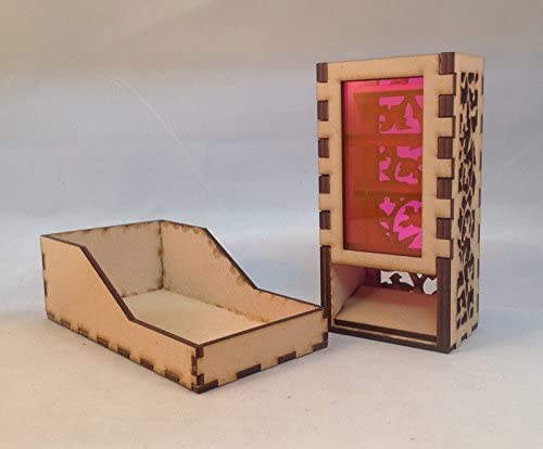 Mini Dice Tower and Tray v5 Neon Pink Acrylic Window Laser Cut MDF Unique Gift