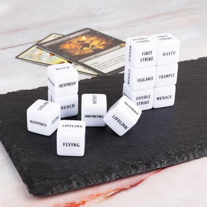 48 Pieces Abilities Keywords Counter Dice Plus One MTG Dice Counters Set Creature +1 Tokens for MTG, TCG, Magic Card Games Accessories