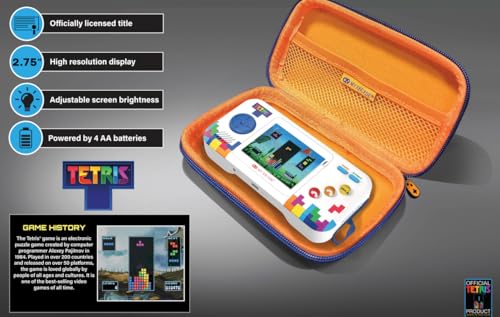 My Arcade Tetris Pocket Player Bundle: Officially Licensed, Portable Gaming Console, Puzzle Games,Travel Case and Screen Protector Included