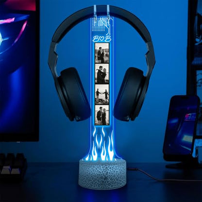 Custom Couple Photo Headphone Holder, Personalized Led Headphone, Headset Holder Gift for Him, Valentine's Day Gifts for Couple, Custom Gift for Gamers, Boyfriend Gifts, Couple Photo - color: 15
