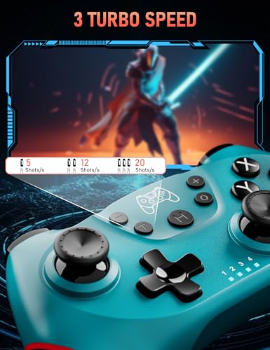 Diswoe Switch Pro Controller, Wireless Switch Controller for Switch 2/Lite/OLED, Bluetooth Gaming Controller with Hall Effect Joystick, Controller for PC/Android Phone with Gyro Sensor Turbo Vibration - color: Blue