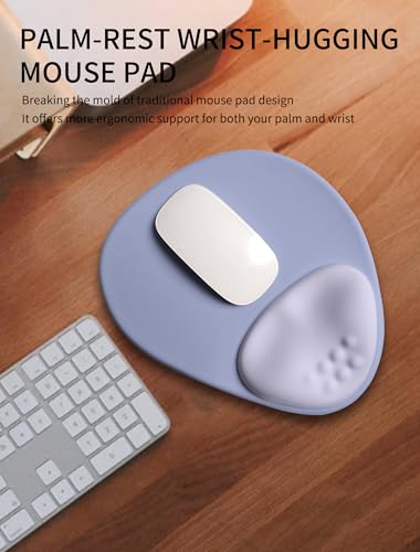 Palm-Rest and Wrist-Hugging Mouse Pad Wrist Rest, Ergonomic Wrist Support with Curve Fitting Cushioned Memory Foam for Carpal Tunnel Pain Relief, 9.9 x 8.3 Inch, Lavender Haze - color: Lavender Haze