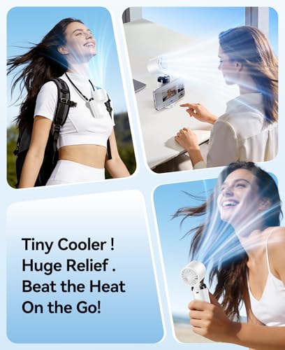 KIMMOO Handheld Portable Turbo Fan with Ice Cooler, Powerful 21000 RPM, Speed (1-199), Up to 14Hrs Cooling, Rechargeable Personal Fan, Small Pocket Hand Fans for Travel/Outdoor/Home/Office (White) - color: White