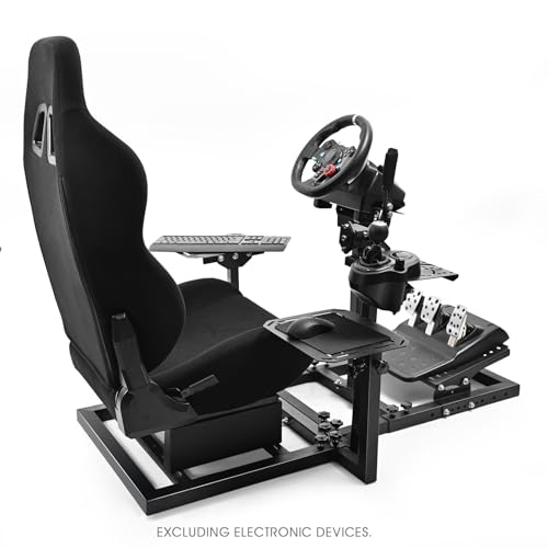 Marada Universal Flight Simulation Cockpit with Racing Seat or Racing Wheel Stand Adjustable Fit for Thrustmaster, for HOTAS Warthog, for Logitech G29 G920 Wheels Pedals Throttle Joystick Not Included