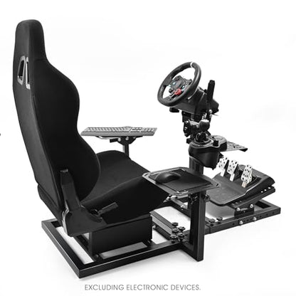 Marada Universal Flight Simulation Cockpit with Racing Seat or Racing Wheel Stand Adjustable Fit for Thrustmaster, for HOTAS Warthog, for Logitech G29 G920 Wheels Pedals Throttle Joystick Not Included