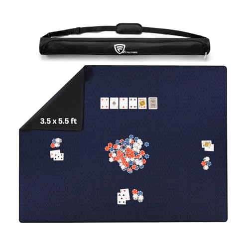 Board Game Mat 42 x 66 Inches, Mahjong Mat for Table with Carrying Bag, Neoprene Playmat Anti Slip, Table Cover for Board Games, Tile, Poker, RPG and Dominoes - Blue - color: Blue, size: Rectangle 42 x 66 inches