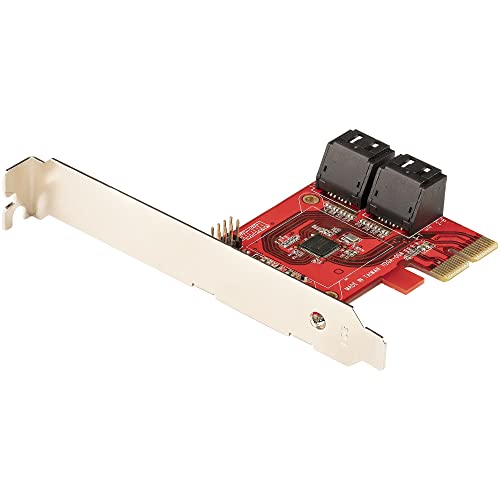 StarTech 4-Port SATA III 6Gbps PCIe Card, Non-RAID (4P6G-PCIE-SATA-CARD) | PCI Express to SATA converter, Stacked SATA connectors, X2 slot, Full/low-profile, NCQ, Port Multiplier, HDD/SSD