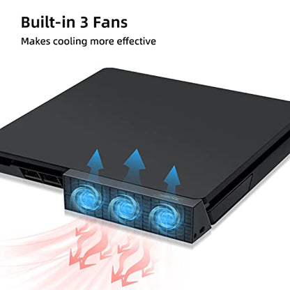 Mcbazel Dobe Intelligent External Auto Temperature Control 3-Fan Cooling Fan Cooler for PS4 Slim Gaming Console (NOT for PS4 or PS4 Pro)