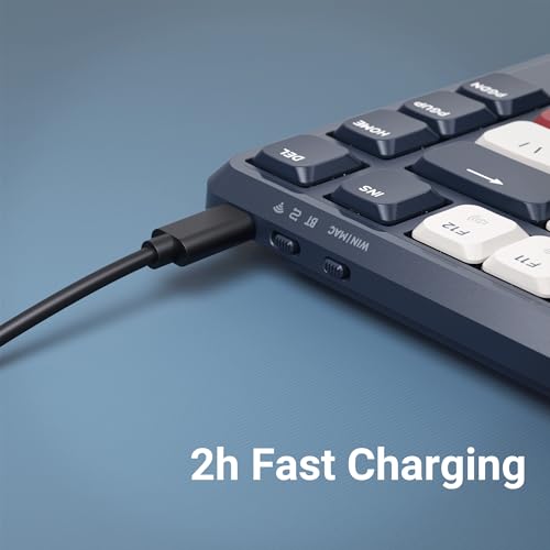 Keychron KJ1 Low Profile Wireless Mechanical Keyboard, 2.4 GHz Bluetooth QMK 75% Layout RGB, Hot-swappable Banana Switch Compatible with Mac Windows Linux, 2000mAh Fast Charge for Gaming - Dark Blue - color: Banana Switch