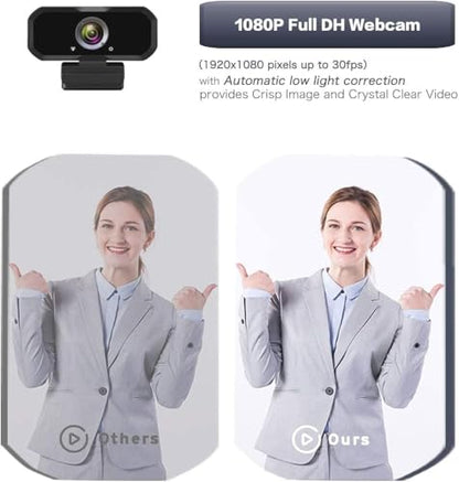 Webcam 1080p HD Computer Camera Microphone Laptop USB PC Webcam | with Tripod Stand, 110 Degree Live Streaming Widescreen Recording Pro Video Web Camera for Calling, Conferencing , Switch 2