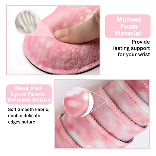 Large Mouse Pad and Keyboard Wrist Rest, Desk Pad for Keyboard and Mouse, 4-in-1 Large Gaming Mouse Pad with Wrist Support, Desk Mat for Home Office Study Game-Pink Stay Positive - color: Pink Stay Positive