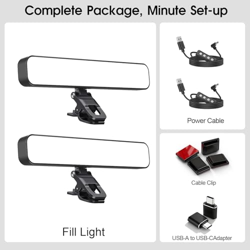 16W 2PCs Video Conference Lighting, LED Streaming Light Clip-On, Zoom Lighting for Computer Monitor Webcam Laptop, Desk Ring Light for Video Recording Podcast, Eye-Caring&360° Rotary Backlight