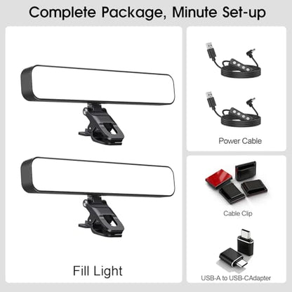 16W 2PCs Video Conference Lighting, LED Streaming Light Clip-On, Zoom Lighting for Computer Monitor Webcam Laptop, Desk Ring Light for Video Recording Podcast, Eye-Caring&360° Rotary Backlight