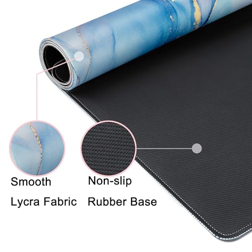 Desk Mat Pad,Large XXL Extended Mouse Pad Mat for Desktop Keyboard | 35''×15.6'' XXL Extended Gaming Mouse Pad with Non-slip Base Desk Matt Mousepad for Computer,Office,Keyboard and Laptop - color: F3- Blue Marble