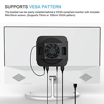 Mac mini Cooling Fan Mount, IFCASE Behind Monitor, Under Desk, Wall Mount Cooling Fan Stand for Mac mini 2010 to 2023 M2 Compatible VESA Holder with Anti-Scratch Pad (Black) - color: Black