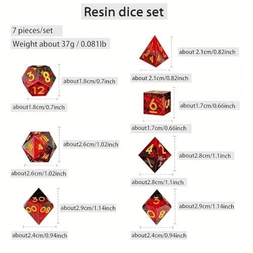 Dungeons and Dragons dice Set DND, polyhedral D&D Resin dice Set, Suitable for Role-Playing dice Game RPG Pathfinder DND dice Set - color: Ls-fine Sand Black Orchid
