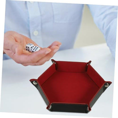 Vaguelly Tabletop Foldable Pu Dice Tray Dice Storage Holder for Games Stylish Deep Design Easy to Clean
