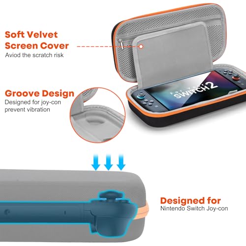 Yewltvep Carrying Case for Nintendo Switch 2, Large Capacity Hard Shell Travel Case with 11 Game Card Slots, Portable Protective Cover Storage Bag for Switch 2 and Accessories