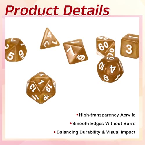 uxcell Polyhedral Dice Set, 7 Pcs Acrylic Dice for Role Playing Table Games Tabletop Gaming Accessories, Pearl Pattern Neon Yellow - color: Pearl Pattern Neon Yellow