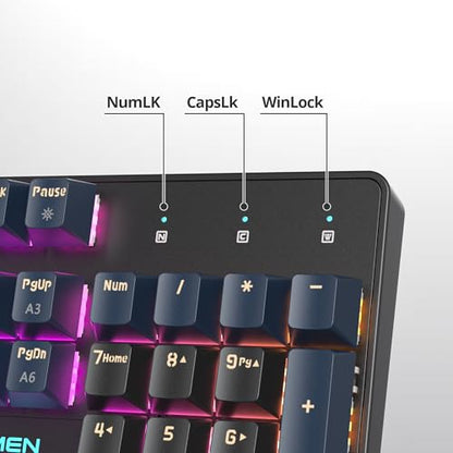 surmen Full Size Creamy Keyboard with Number Pad, 104 Keys RGB Wired Mechanical Gaming Keyboard Backlit with PBT Keycaps Linear Red Switch for Laptop Desktop PC Gamers（104 Blue Samurai B） - color: 104 Blue Samurai B