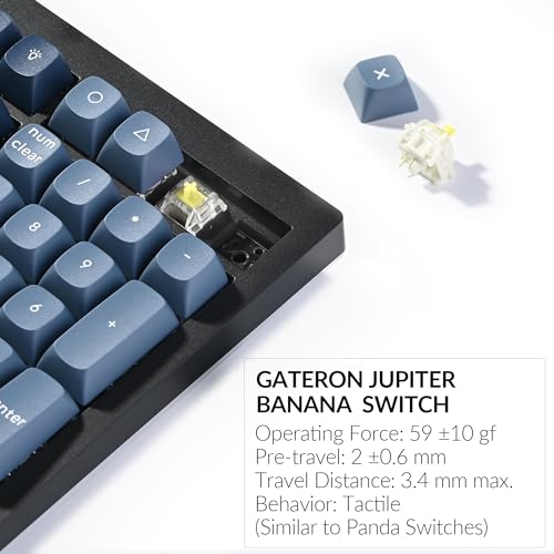 Keychron V6 Max Wireless Custom Mechanical Keyboard, 2.4 GHz Bluetooth QMK Full-Size Layout RGB with Hot-swappable Gateron Banana Switch Compatible with Mac Windows Linux - color: Hot-swap Gateron Jupiter Banana Switch