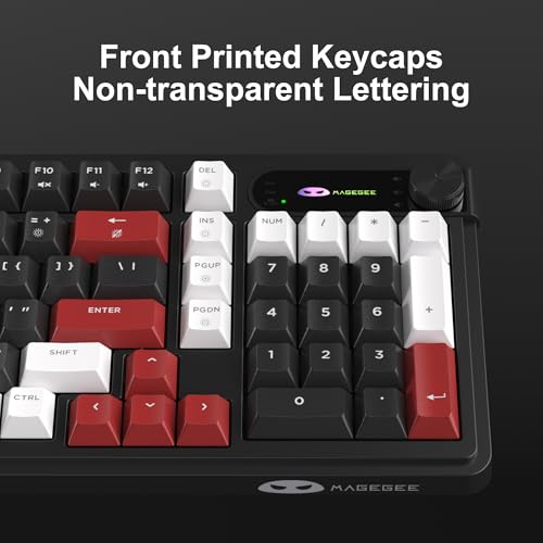 MageGee GK960 Wireless Keyboard, 98 Keys Tri-Mode BT/2.4G/Wired Membrane Gaming Keyboard, RGB Creamy Keyboard with Number Pad, Knob Control, 4000mAh Battery - White & Black - color: White & Black